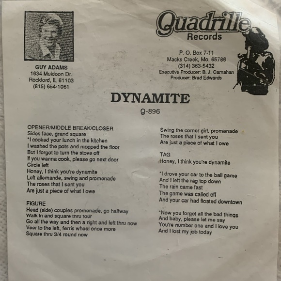 Rare Square Dance 45 “Dynamite” Quadrille Records Q-896 - Picture 4 of 5